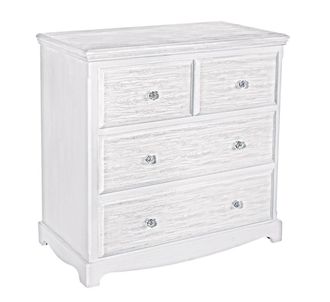 Konte Design C&oacute;moda de madera blanca y 4 cajones con efecto decapado, 80x40x80 cm