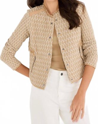 Nic+Zoe Brocade Fringe Knit Jacket In Neutral/multi