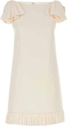 Valentino Garavani Crepe Couture Jurk - Dames - Korte kleedjes - Wit - XS - Wol - Kleedjes