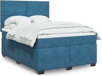 vidaXL Vidaxl - Cama Box Spring Con Colch&oacute;n Terciopelo Azul 160x200 Cm