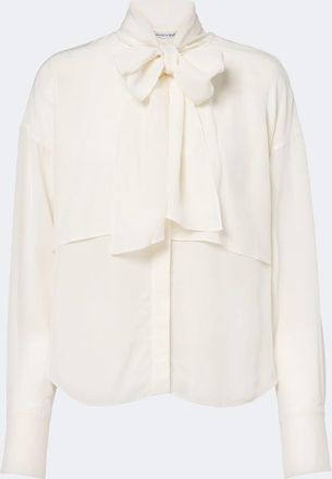 Veronica Beard Darlis tie-neck cr&ecirc;pe de chine blouse