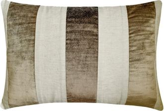 OEM Juego De Dos Fundas De Almohada Lumbar Decorativas Homecentric Color Beige, 30 X 50 Cm (12 X 20), Terciopelo Y Lino Con Estampado De Retazos A Rayas -