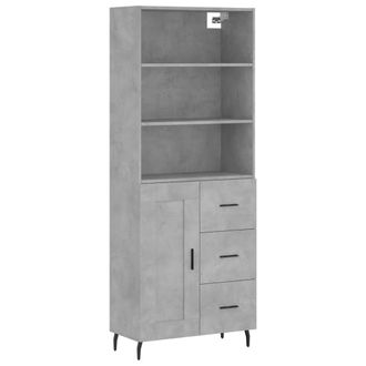 vidaXL Credenza Grigio Cemento 69,5x34x180 Cm In Legno Multistrato - Vidaxl