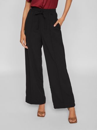 Vila Schlupfhose VILA VICLUA HW WIDE PANTS-NOOS, Damen, Gr. XXL (44), N-Gr, schwarz beauty, Milano Rib, Obermaterial: 95% Polyester, 5% Elasthan, unifarben