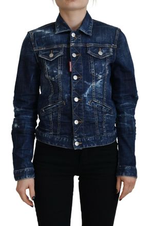 Dsquared2 Dsquared&sup2; Icon Printed Distressed Womens Jacket (Pre-Owned)