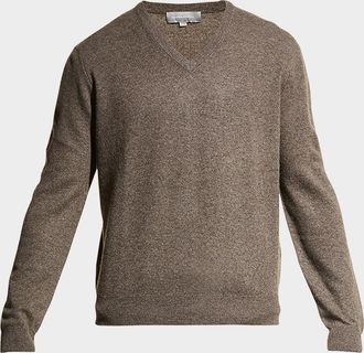 Neiman Marcus Men & apos;s Wool-Cashmere Knit V-Neck Sweater