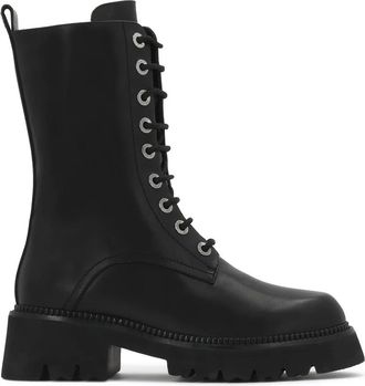 Kazar Leren laarzen met vetersluiting bovenkant - Dames - Veterlaarzen - Zwart - 35 EU - Leer - Schoenen