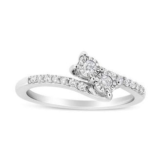 House of Brilliance 10K White Gold 1/4 Cttw Miracle Set Diamond Two-Stone Ring at Nordstrom, Size 7.5