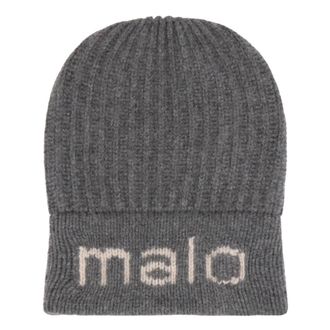 Malo Accessoires, unisex, Grijs, ONE Size, Wol, Geribbelde Beanie