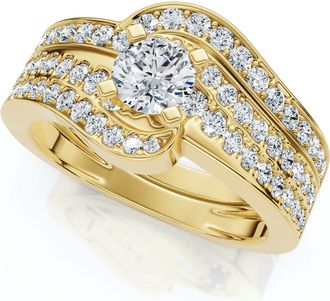 Pompeii3 1Ct TW Diamond Engagement Wedding Ring Set Lab Grown