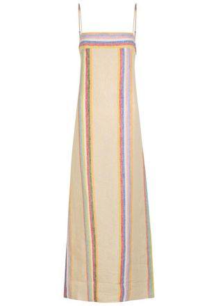 Staud Laura Striped Linen Maxi Dress - Multicoloured - S (UK8-10 / S)