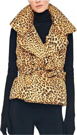 Norma Kamali Cheetah Patch Vest - Dames - Bodywarmers - Bruin - M/L - Jassen