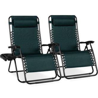Best Choice Products Set of 2 Extra Wide Zero Gravity Lounge Chair Recliners w/ Cup Holder