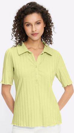 Heine Kurzarmshirt HEINE Shirt, Damen, Gr. 34, pistazie, 75% Polyester, 22% Viskose, 3% Elasthan, unifarben, V-Ausschnitt, Shirts Kurzarmshirt