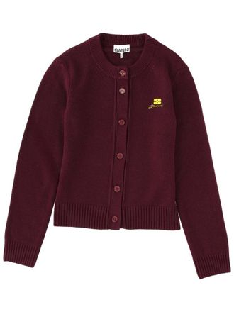 Ganni Brown Logo Round Neck Sweater