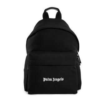 Palm Angels Tassen, Heren, Zwart, ONE Size, Klassieke Logo Rugzak Zwart/Wit