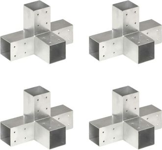 vidaXL Vidaxl - Conectores De Postes En X 4 Uds Metal Galvanizado 71x71 Mm