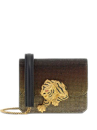 Roberto Cavalli tiger-embellished chain crossbody bag - women - Bos Taurus/Polyurethane/Polyester - One Size - Gold