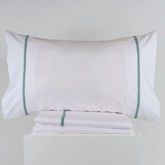 Casa da Laura S&aacute;banas 100% algod&oacute;n 180 hilos vibo verde cama 135/140 2 almohadas 5