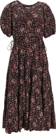 Ulla Johnson Floral Print Midi Dress in Multicolor Cotton