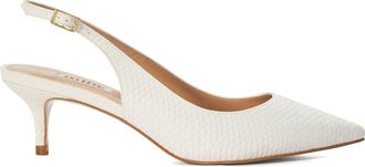 Dune London Ladies Cassino Heeled Slingback Courts Size UK 4 Stiletto Heel Slingbacks White