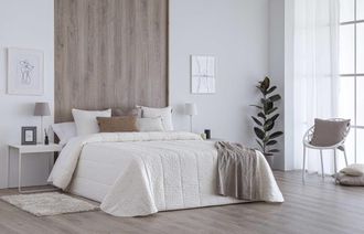 Confecciones Paula Colcha Bouti acolchada piqu&eacute; relleno 100 gr cama 105 geometrico blanco