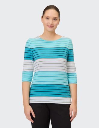 Joy 3/4-Arm-Shirt JOY SPORTSWEAR 3/4 ARM SHIRT LUANA, Damen, Gr. 36, light topaz stripes, Obermaterial: 95% Baumwolle, 5% Elasthan, Shirts 3/4-Arm-Shirt