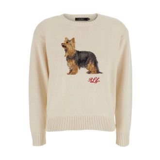 Ralph Lauren Truien & Vesten, Dames, Beige, M, Trui met Ronde Hals
