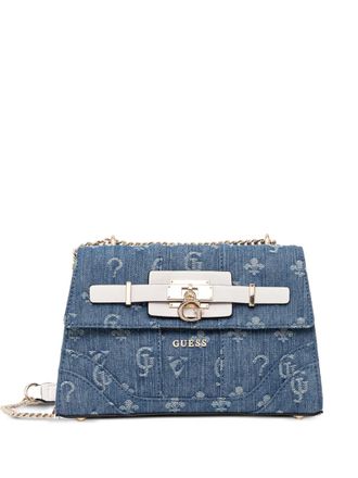 Guess Co Greyson chain-strap logo cross body bag - women - Cotton/Viscose - One Size - Blue