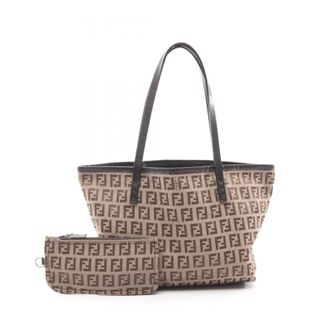 Fendi Beige Brown Canvas Leather Tote Bag (Pre-Owned)