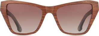 Oh My Woodness! Cat Eye Full Rim Acetate Mens Sunglasses Brown Size 54 - Free Lenses - Oh My Woodness