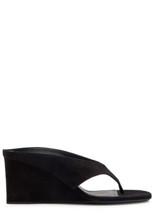 Alaia 75 Suede Wedge Mules - Black - 39 (IT39 / UK6)