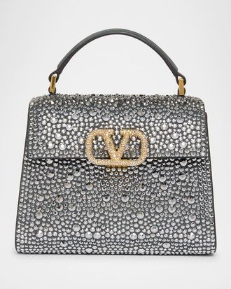 Valentino Garavani VSling Mini Rhinestone Suede Top-Handle Bag