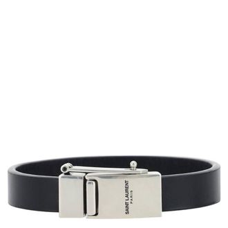 Saint Laurent Black Leather Bracelet, Size Large