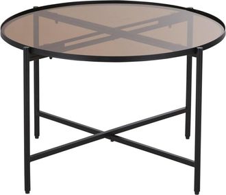 Maisons du monde Mesa de centro redonda de vidrio templado y metal negro D.75 cm