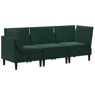 vidaXL Juego De Muebles De Sal&oacute;n 3 Pcs Verde Oscuro Terciopelo Vidaxl