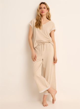 Miiyu Womens Lace-accent cropped pyjama pant