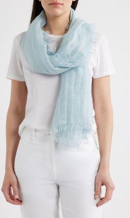 Eileen Fisher Stripe Organic Linen Scarf in Breeze at Nordstrom
