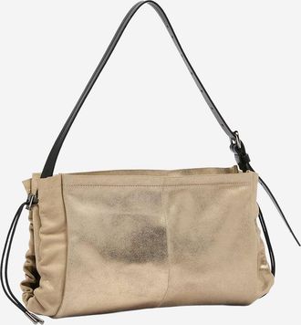 Maison Margiela Womens Leather Drawstring Shoulder Bag Gold