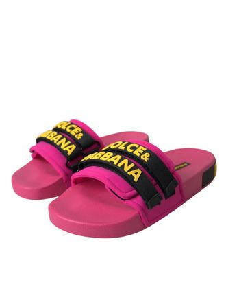 Dolce & Gabbana Logo-Embroidered Beachwear Sandals - Pink