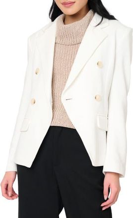 Gibsonlook Double Breasted Cotton Blend Blazer in White at Nordstrom, Size X-Small