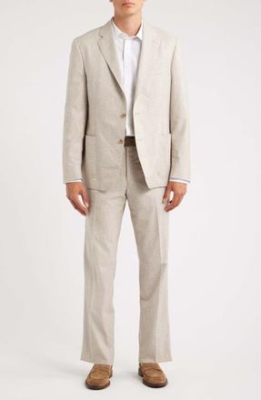 Vince Icon Relaxed Fit Tan Microcheck Wool Suit in Cream/Grey at Nordstrom, Size 44Regular