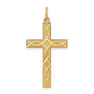 Diamond2Deal 14k Yellow Gold Laser Designed Cross Pendant