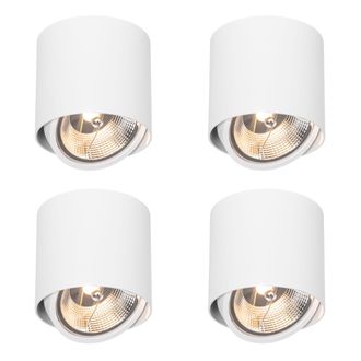 QAZQA Qazqa Juego De 4 Focos De Superficie De Dise&ntilde;o Blancos Gu10 111mm