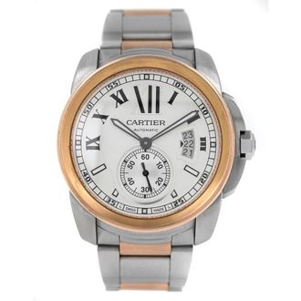 Cartier Pre-owned Cartier Calibre De Cartier Silver Opaline Dial Mens Watch W7100036