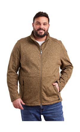 Stoy Fleecejacke STOY STS 6 MN KNTFLC JCKT, Herren, Gr. 5XL, braun, Oberstoff: 100% Polyester, Jacken Fleecejacke, Leichte Strickfleecejacke mit 4-Wege-Str