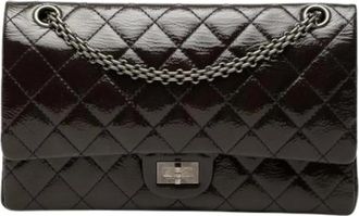 Chanel Pre-owned Vintage Double Flap Schoudertas - Dames - Vintage Schoudertas - Paars - ONE Size - Leer - Vintage
