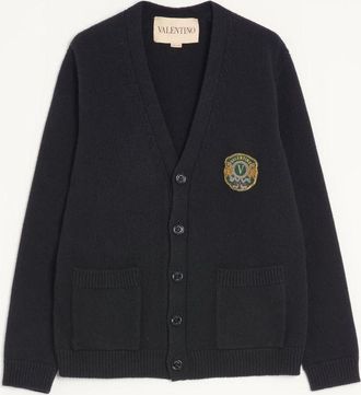Valentino Cardigan Valentino In Lana Con Patch Valentino Ricamato Uomo NERO XL
