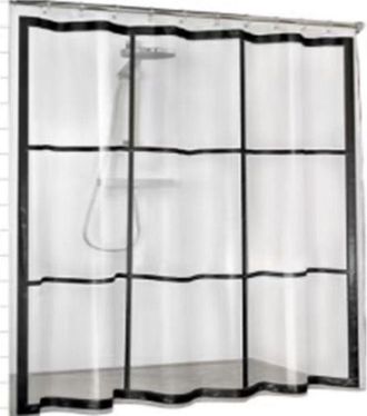 OEM Cortina De Ducha De Peva, Transparente, Negra