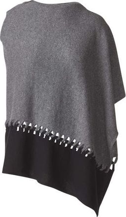 Kinross Cashmere Twist Stitch Poncho in Flannel/black at Nordstrom